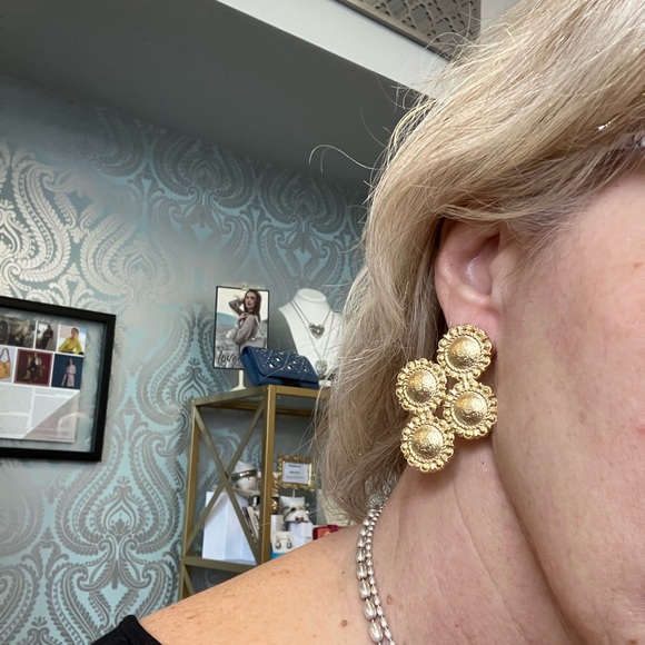 1280g Gold 4 Concho Post Earrings by SUSAN SHAW - Picture 3 of 3